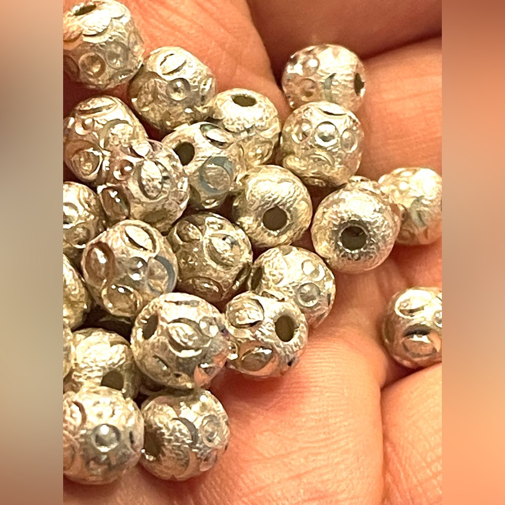 Lot of 14 7mm Sterling Ornate Beads